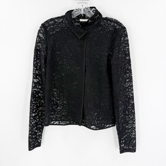 Babaton Tops - Babaton Black Sheer Lace Floral Blouse Goth Coquette Y2K Top S